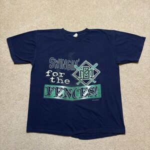 Vtg Milwaukee Brewers Shirt Mens XL Blue MLB MIRO Classics 90s Henry Aaron